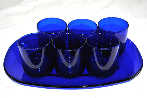 Libbey cobalt blue glass - blue, (6)