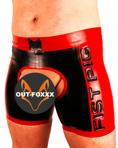 Mens latex crotchless - latex, shorts