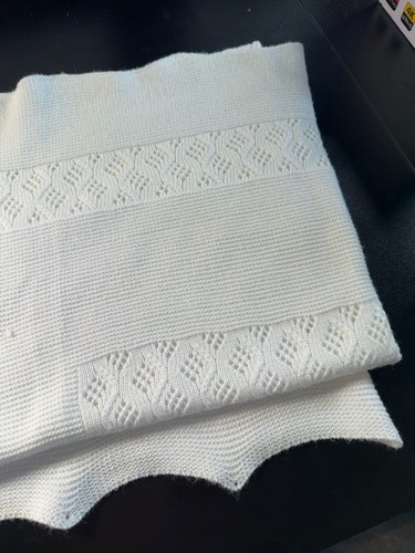 White knitted baby shawl - white,