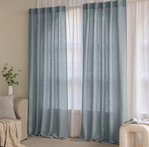 52x90 dusty blue linen blend - 52x90,