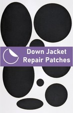 Black x8 self adhesive repair patches 2000+ sold - Down jacket puffer gilet coat