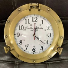 12" Antique Marine Brass Ship Porthole Clock Nautical Wall Clock Home Decorative