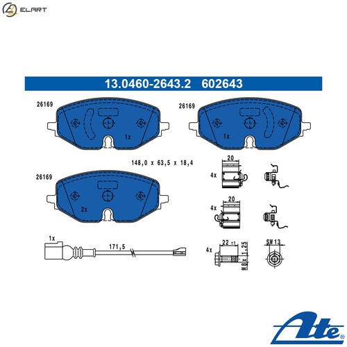 Brake pad set disc - set,