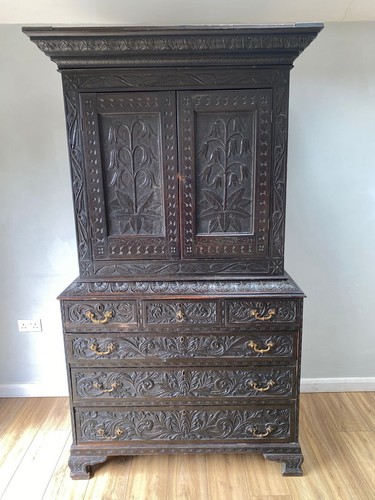 Antique 19th century oak linen - century,