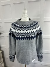 Esmara Icelandic Themed Fairisle Jumper Chest Size 34in in Grey Navy Blue