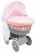 Grey Wicker Wheels Crib/baby