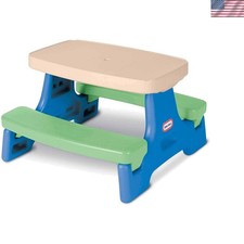 Little Tikes Easy Store Jr. Play Table - Folding Picnic Table for Kids, 4 Seats