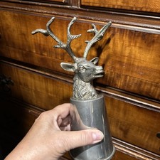 Vintage Stag Elk Deer Head Stirrup Silver Plated Cup 8” Goblet READ