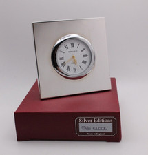 Hallmarked Sterling Silver Clock by Kitney & Co London 2001 fully working.
