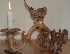French Candelabra, decretive cast iron figurative dove, great aging