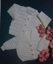 BABY~TODDLER~CARDIGAN/JACKETS~LACY~CROCHET/ KNITTING PATTERN SIZE 3-18MTHS (31G)