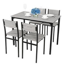 5 Piece Dining Table and Chairs Set Wooden Space Saving with Metal Frame 4 Seats