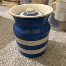 Cornish Ware Blue White  T G Green Lidded Jar Pot