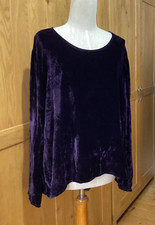 Privatsachen Velvet Top OS Chest 44in Silk Mix Dark Purple Tunic Long Sleeves