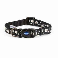  Ancol Patterned Large Dog Nylon Black Daisy Collar Snap Buckle Eco Friendly