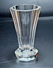 Vintage Moser Hand Cut Lead Free Crystal Unity Vase 4.5" W original box