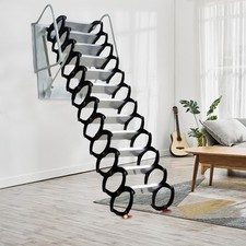 12 Steps Wall Mounted Folding Ladder Loft Stairs White Attic Steps Pull Down