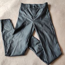 Zara Womens Coated Leggings Black High Waist  Ankle Zips Size Medium Small Fit