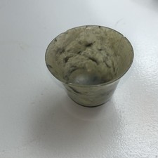 Antique Chinese Small Veined Jade Footed Cup Bowl Hand Carved 5cm h 5.5cm w
