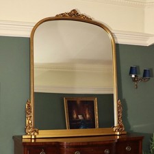 Large Arch Antique Gold Ornate Overmantle Leaner Vintage Mirror 152cm x 128cm