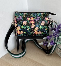 Ted Baker Parceyy Flirty Texture Black Floral Leather Shoulder Crossbody Bag