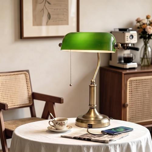 Banker table lamp with - table,