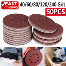 50X 125mm- 5" Sanding Discs 40 60 80 120 240 Mixed Grit Orbital Sander 8 Holes