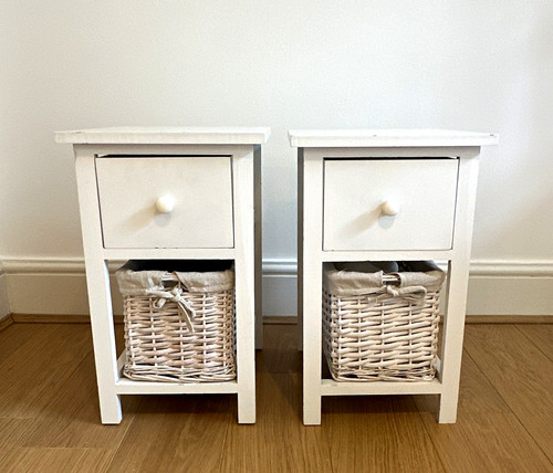 Pair white bedside tables - pair,