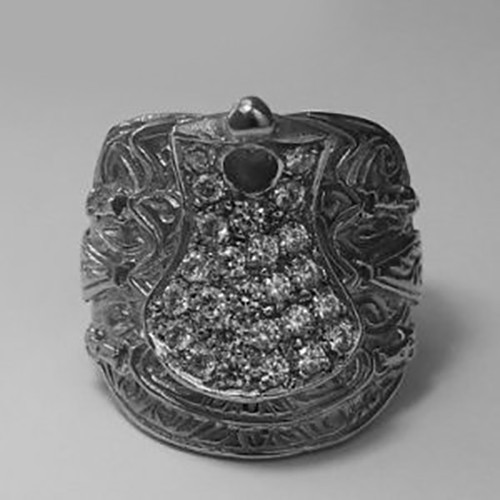 Men large saddle ring - men's, cz
