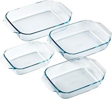 Pyrex Set of 4 Rectangular Oven Dishes â Borosilicate Glass Family Size