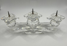 Swarovski Crystal Three Ball Candle Holder With Metal Sticks Excellent Condition