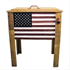 Wooden Patio Beverage Cooler for Porch, Deck or Patio - American Flag Design ...