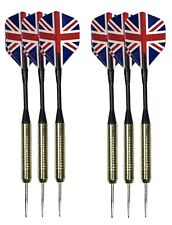 6 Pack Heavy 16g Brass Darts Set Stems Union Jack Flights Beginners Darts Kit