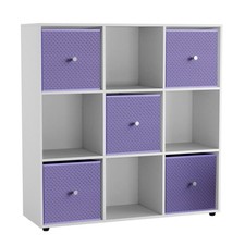 9 Cube White Wooden Bookcase