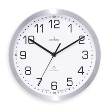 Acctim Mason Wall Clock Radio Controlled Brushed Metal Aluminium 25cm