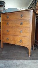 Antique Sold Oak Chest Of 4