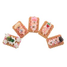 5 Pcs Realistic Artificial Fake Biscuits Dessert Food Model With Cream For Party