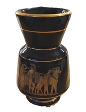 Vintage Black & Gold  Greek Urn/Vase, ST, Hand Made  In Greece in 24k GOLD