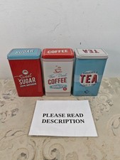 Almineez Retro Set of 3 Stainless Steel Tea Coffee Sugar Jar Canisters (READ)