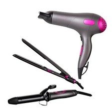 3in1 Hair Styling Gift Set by Carmen Hair Dryer,25mm Curling Tong,Straightener