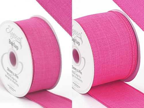Fuchsia pink wired - pink, burlap