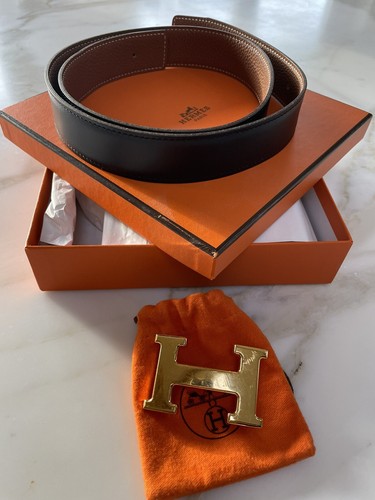 Hermes gold buckle belt - gold,