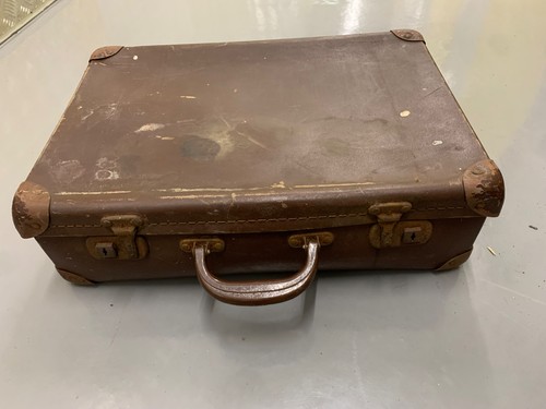 Vintage suitcase brown leather - vintage,