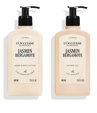 L'occitane Jasmin & Bergamot Shower Gel & Body Lotion 2 x 400ml Bottles - NEW