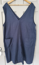 Gudrun Sjoden Cotton V-neck Blue Dress Size XL With Front Pockets