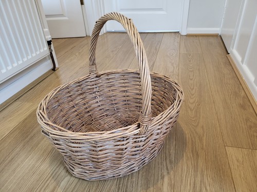 Vintage woven wicker handled - wicker,