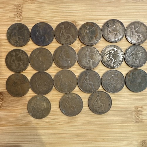 British one penny - one, coins