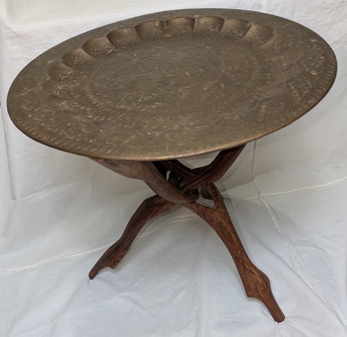 Vintage moroccan brass table - brass,