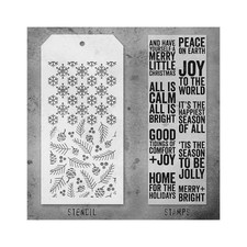 Tim Holtz Mixed Media Stamps & Stencil - Bold Tidings Mini THMM133