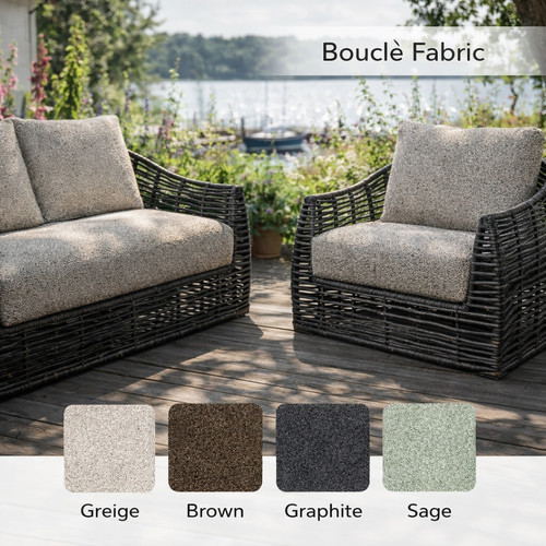 Bouclé rattan garden sofa - bouclé,